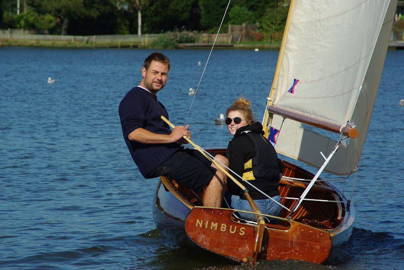 After putting so much effort into the restoration, Simon Hipkin (crewed by Eleanor, who did much of the hard work with a sanding block) finally get to actually sail International 14 'Nimbus' - photo © Ben Falat