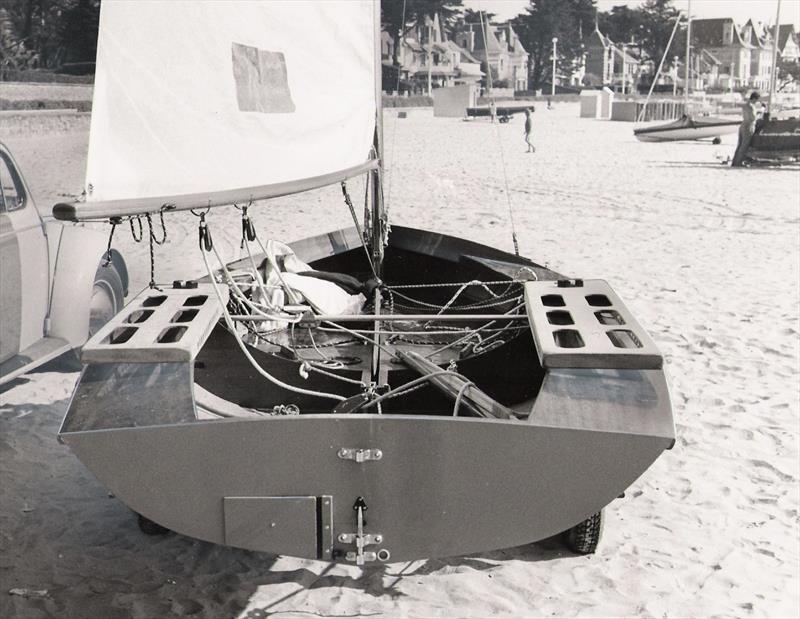 The stern of the highly successful Jeton shows the high-water mark of one design philosophy. Very quick in light to medium airs, the rounded and rockered hull just couldn't live with the flatter hull shapes when the breeze kicked in - photo © David Thomas