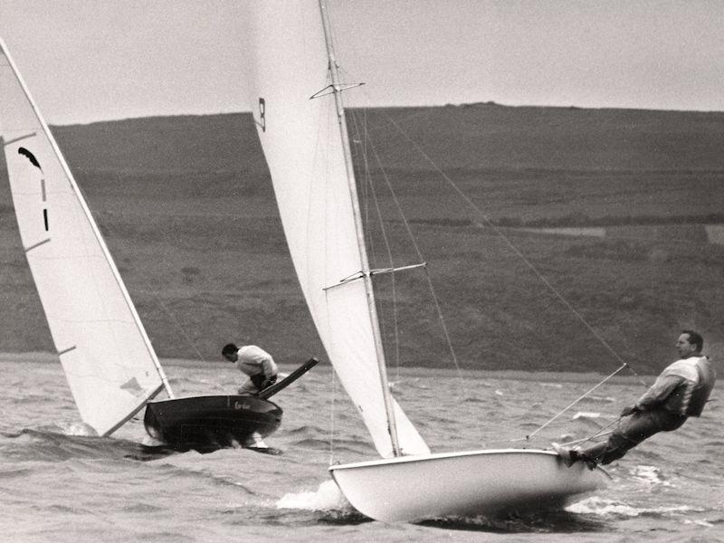 The IYRU Trials at Weymouth in 1965, with Paul Elvstrøm out on the wire as he drives the Trapez to windward over the top of Peter Bateman in Jack Holt's Cavalier photo copyright David Thomas family taken at Weymouth & Portland Sailing Academy and featuring the Classic & Vintage Dinghy class
