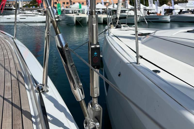 A smarttune wireless load sensor from Cyclops Marine installed on the cap shroud - photo © Cyclops Marine