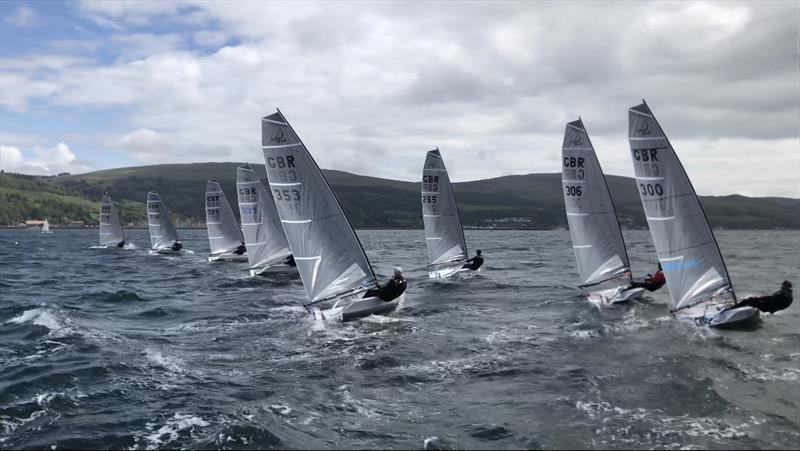 D-Zeros start race 8 during the Noble Marine One Design Regatta at Largs photo copyright Robin King taken at Largs Sailing Club and featuring the D-Zero class