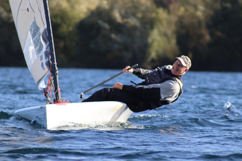 Grinning during the Hunts D-Zero Open photo copyright Helen Bailey taken at Hunts Sailing Club and featuring the D-Zero class