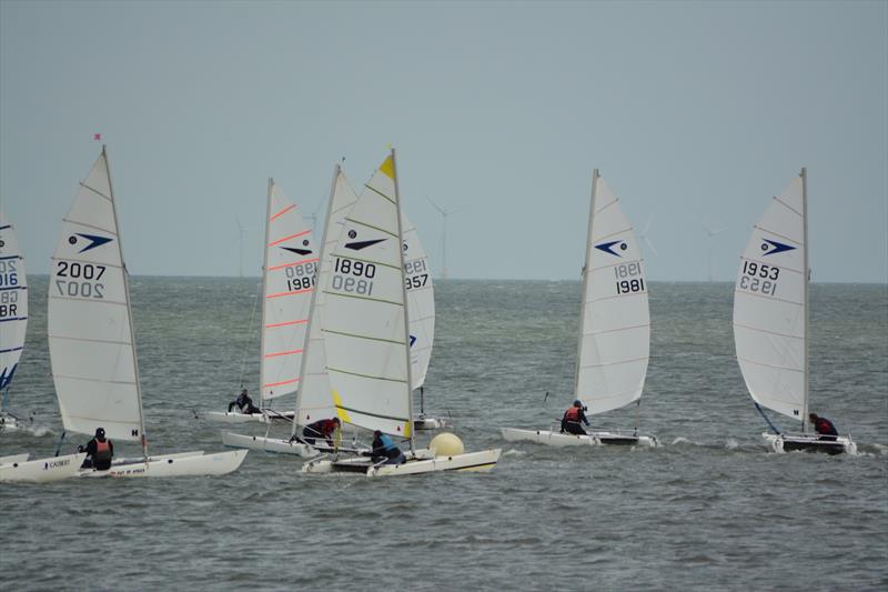 Sunday windward mark rounding during the Sprint 15 TT at Seasalter photo copyright David Cramphorn taken at Seasalter Sailing Club and featuring the Dart 15 class