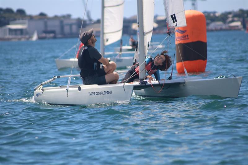 David and John concentrating during the 2022 Sprint 15 Nationals at Restronguet photo copyright Pauline Love taken at Restronguet Sailing Club and featuring the Dart 15 class