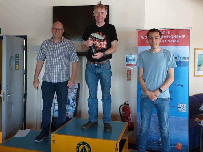 Liam Thom, Steven Sawford, Jason Clarke (1st to 3rd, respectively) - Dart 15 Summer TT at Rutland photo copyright Jenny Ball taken at Rutland Sailing Club and featuring the Dart 15 class