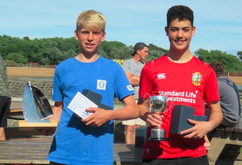 Ed Swain & Matt Barker win the UKCRA Junior Championships during the Felixstowe Ferry Sailing Club Catamaran Open - photo © Sam Rowell