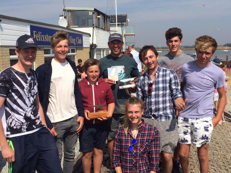 (l-r) Caleb Cooper, James King, Tom King, Paul Wakelin, Jess D'arcy, Sam Rowell, Dan Smith & Ross Watkins during the Dart 18 Nationals photo copyright Mark Stones taken at Felixstowe Ferry Sailing Club and featuring the Dart 18 class