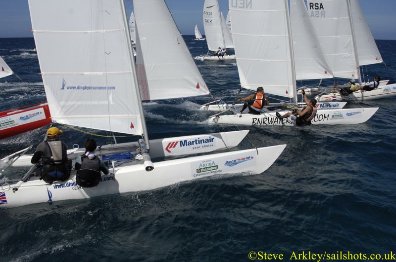 Day 3 of the Dart 18 worlds at the Aruba Heineken Catamaran Regatta photo copyright Steve Arkley / www.sailshots.co.uk taken at  and featuring the Dart 18 class