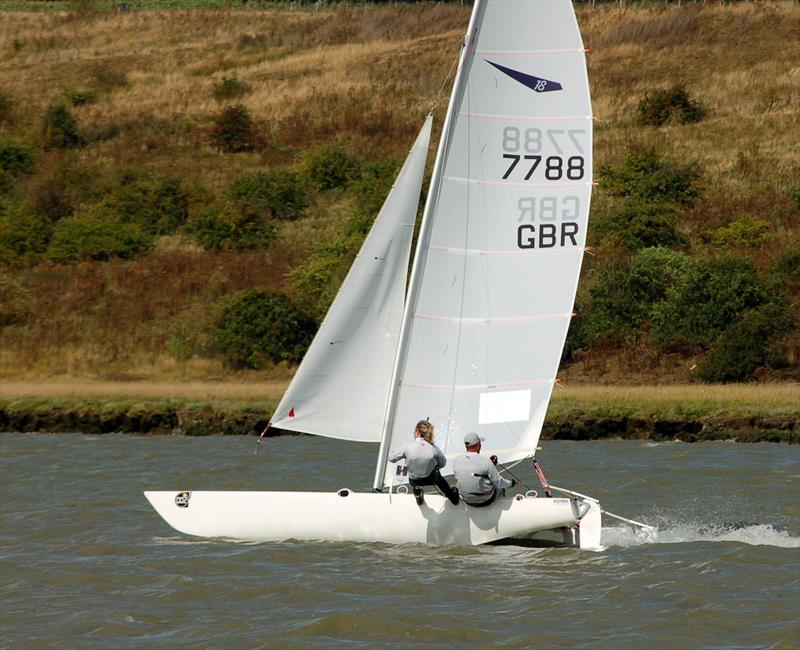 Dan Norman & Mel Rogers win the 2013 IOS Round the Island Race photo copyright Nick Champion / www.championmarinephotography.co.uk taken at Isle of Sheppey Sailing Club and featuring the Dart 18 class