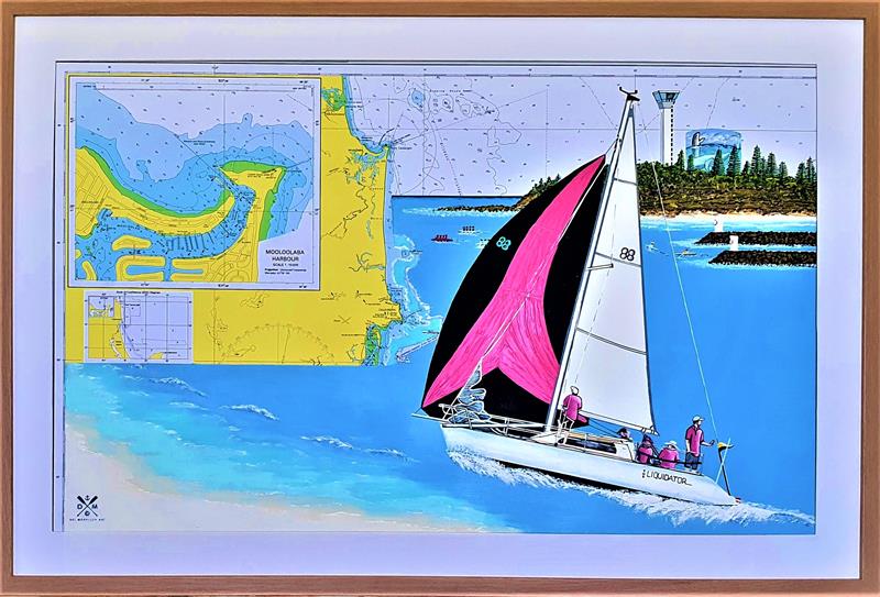 The Liquidator sailing in the bay at Mooloolaba photo copyright Del Morrison Art taken at  and featuring the  class