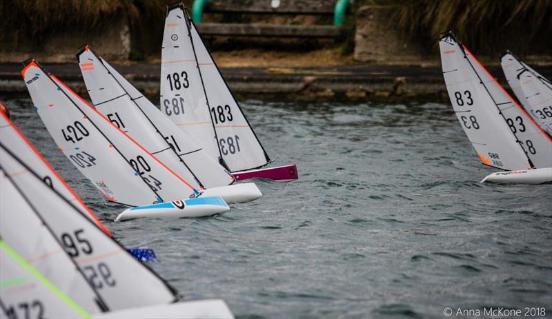 DF95 start during the DF Racing UK 2018 TT Series at Fleetwood photo copyright Anna McKone taken at Fleetwood Model Yacht Club and featuring the DF95 class