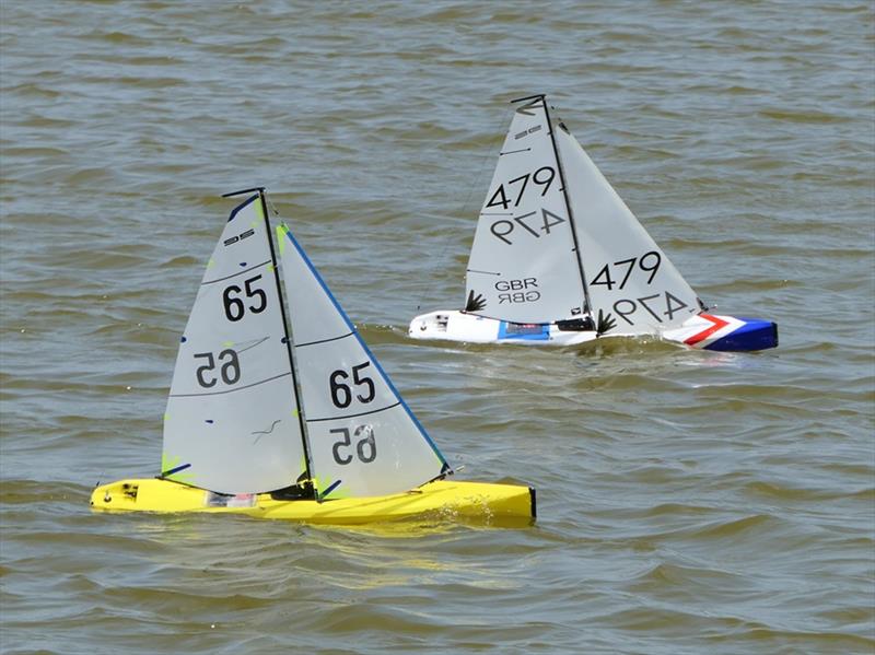 Rob Owens (479) temporarily ahead of Dave Adams (65) on DF95 Spring Series at Barton's Point week 8 photo copyright Alan Hounsell taken at East Kent Radio Sailing Club and featuring the DF95 class
