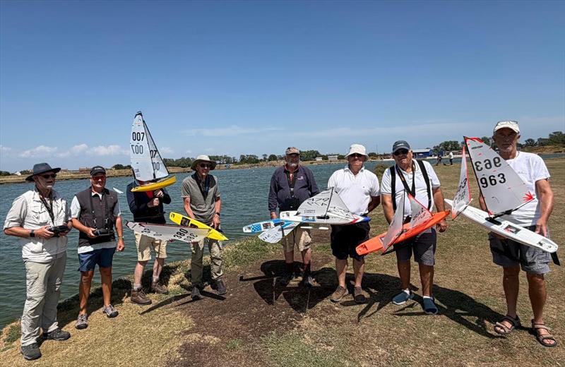 (L-R) Alan, Simon, Ed, Ralph, Peter, Rob, Andrew, Max - DF95 Summer Series at Barton's Point week 2 photo copyright Mike Brand taken at East Kent Radio Sailing Club and featuring the DF95 class