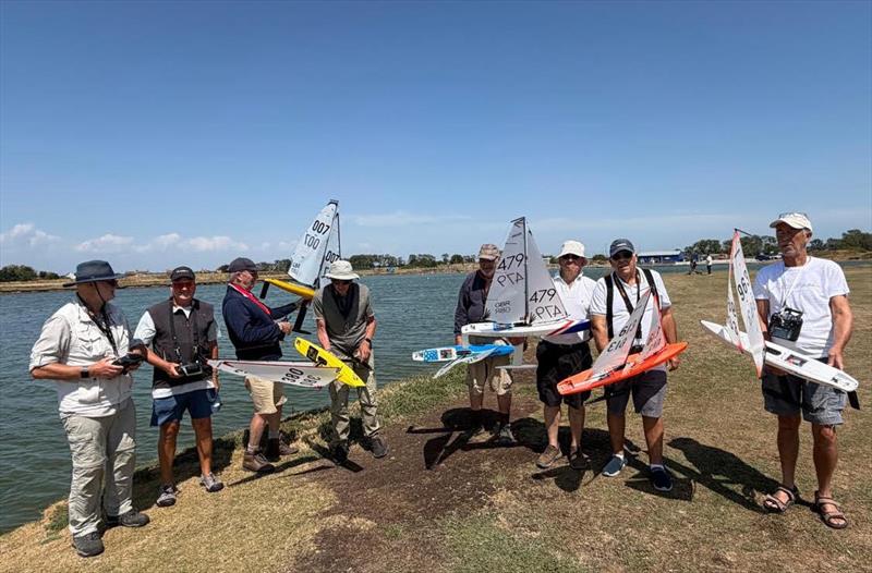 (L-R) Alan, Simon, Ed, Ralph, Peter, Rob, Andrew, Max - DF95 Summer Series at Barton's Point week 2 photo copyright Mike Brand taken at East Kent Radio Sailing Club and featuring the DF95 class