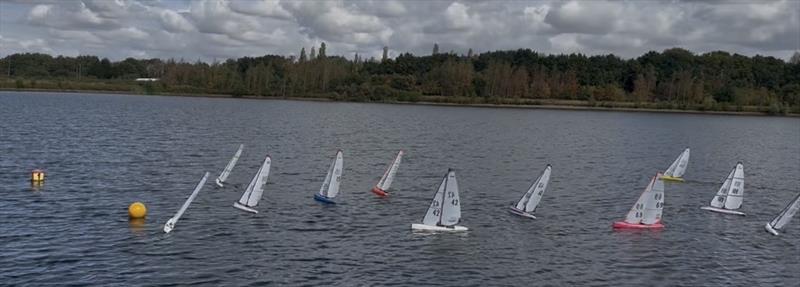 A few seconds after the start of seeding race 4 and Craig Richards already has a healthy lead during the DF95 National Championship 2026 at Lincoln Radio Sailing Club photo copyright Nigel Barrow taken at Lincoln Radio Sailing Club and featuring the DF95 class