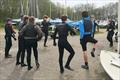 A new Tik-Tok dance? Or just warm-ups before sailing? - Derbyshire Youth Sailing starts the 2023 season at Burton © Joanne Hill