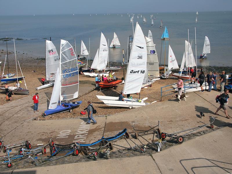 Launching at the Round Sheppey Race photo copyright IoSSC taken at Isle of Sheppey Sailing Club and featuring the Dinghy class