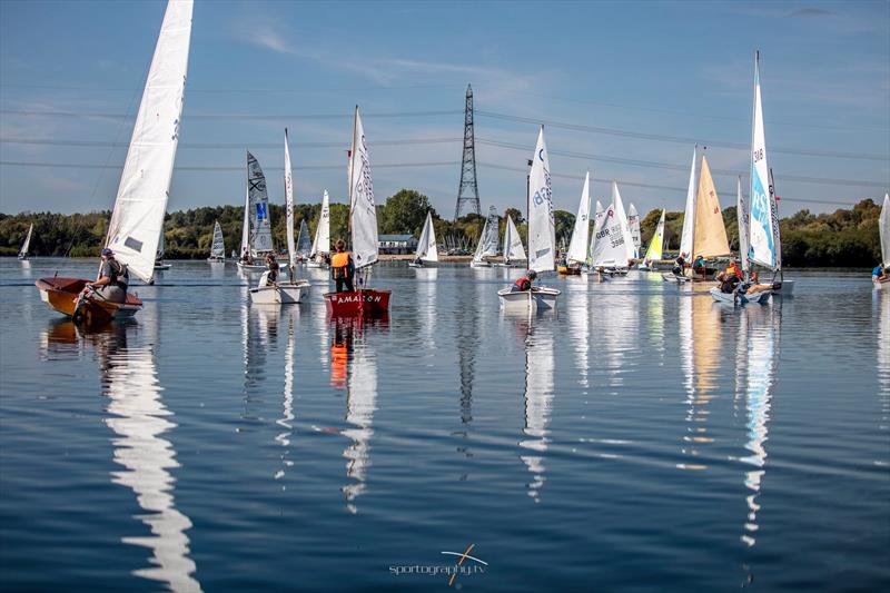 The wind switches off during Bart's Bash 2019 at Burghfield photo copyright www.Sportography.tv taken at Burghfield Sailing Club and featuring the Dinghy class