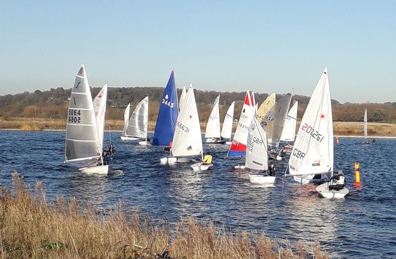 Approaching the start at Shotwick Lake photo copyright Geoff Weir taken at Shotwick Lake Sailing and featuring the Dinghy class