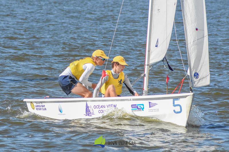 Scots College traveled to the event from Sydney - 2018 South Australian Secondary Schools Team Sailing Championship photo copyright Harry Fisher taken at Goolwa Regatta Yacht Club and featuring the Dinghy class