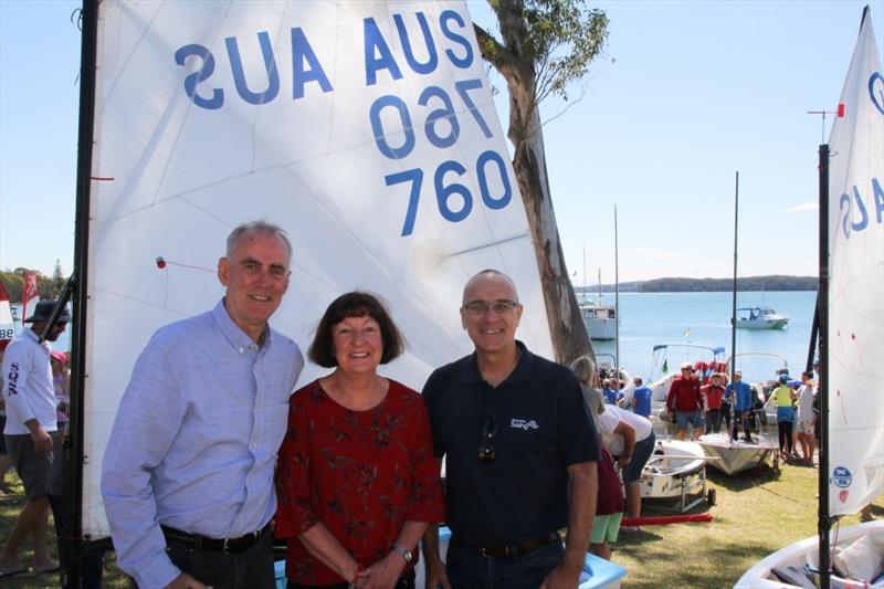 MP Greg Piper, Lake Macquarie Mayor Kay Fraser and Australian Sailing CEO Officially open the NSW Youth Championship at Lake Macquarie photo copyright Stephen Collopy taken at South Lake Macquarie Amateur Sailing Club and featuring the Dinghy class