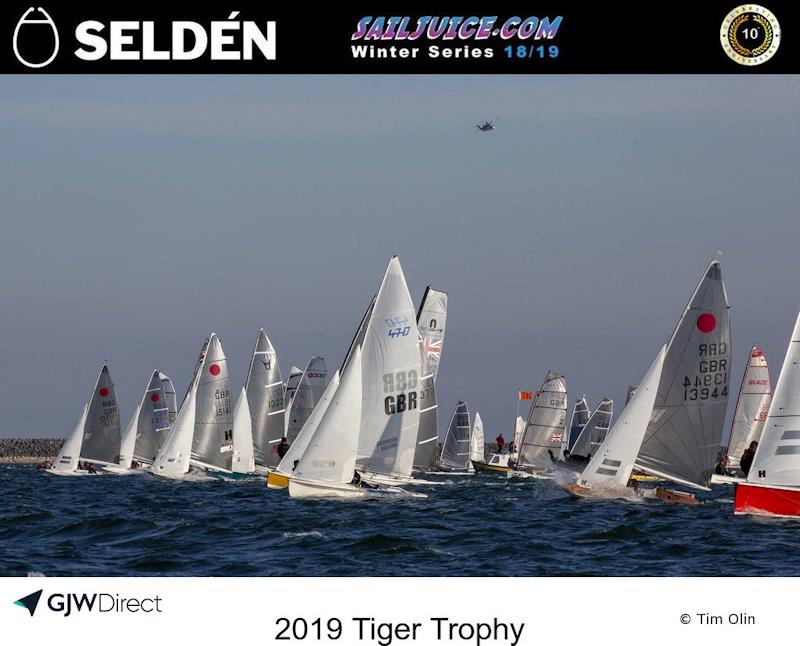 Fast fleet start during John Merricks Tiger Trophy 2019 photo copyright Tim Olin / www.olinphoto.co.uk taken at Rutland Sailing Club and featuring the Dinghy class