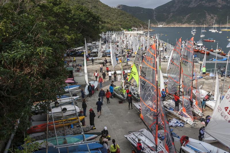 Packed hardstanding, Middle Island. Hong Kong Raceweek 2019 photo copyright RHKYC / Guy Nowell taken at Royal Hong Kong Yacht Club and featuring the Dinghy class
