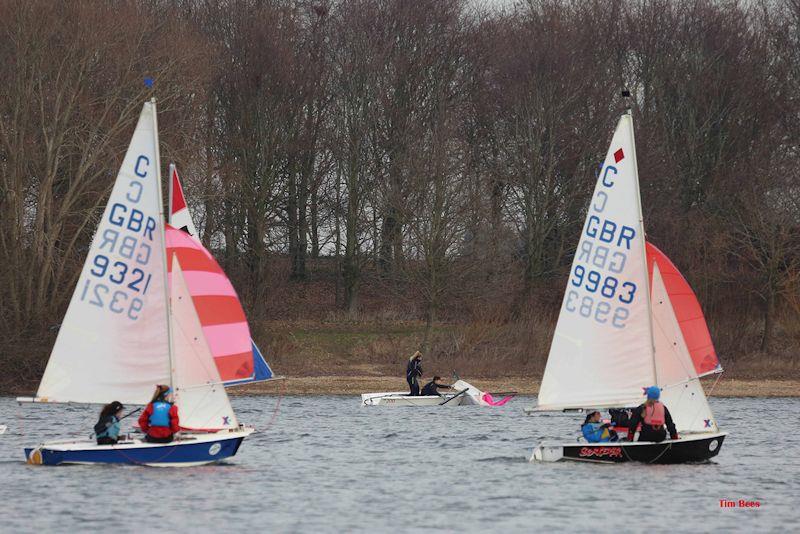Dismasted RS200 during week 7 of the Alton Water Fox's Chandlery Frostbite Series - photo © Tim Bees