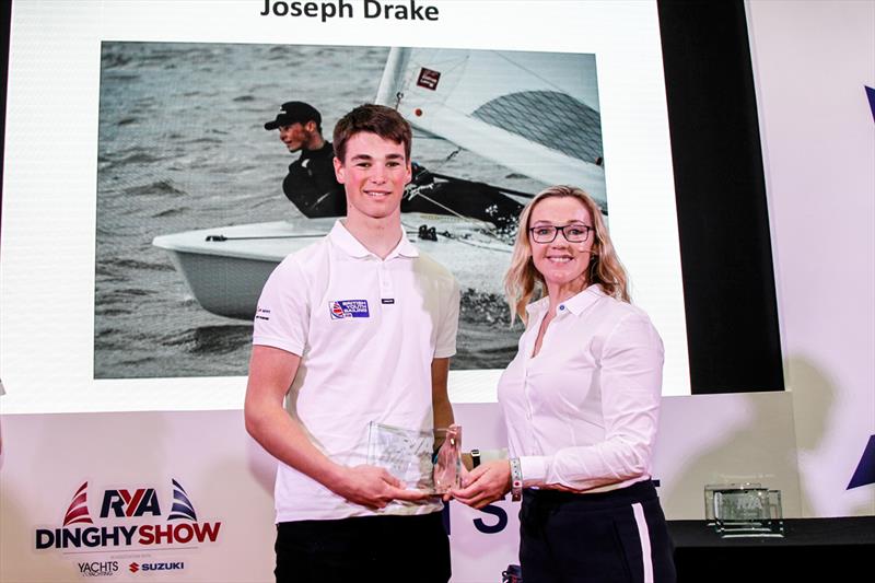 East Champion Joseph Drake with Shirley Robertson - RYA Regional Youth Champion Awards photo copyright Paul Wyeth / www.pwpictures.com taken at RYA Dinghy Show and featuring the Dinghy class