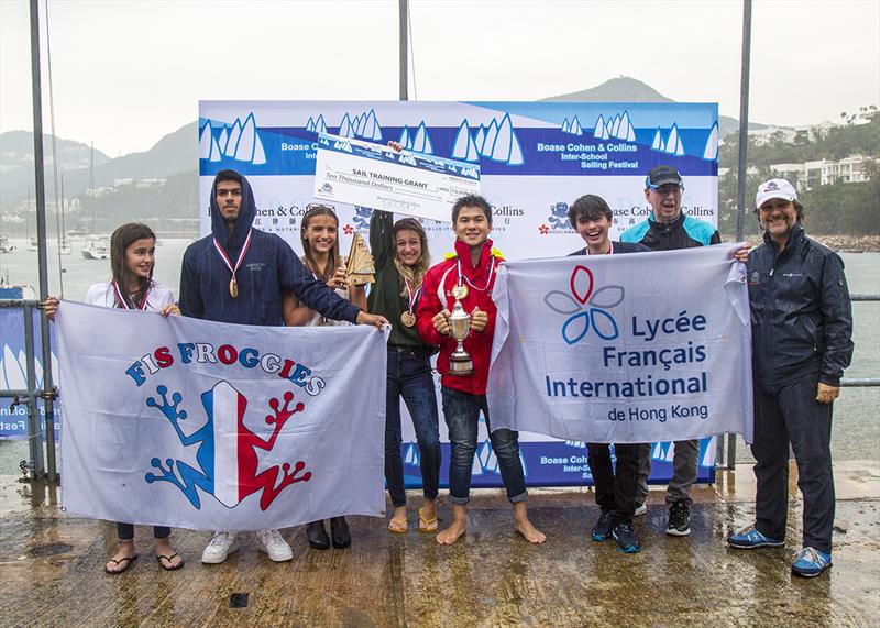 Division A 1st Place French International School - 2019 Boase Cohen & Collins Inter-School Sailing Festival photo copyright RHKYC / Guy Nowell taken at Royal Hong Kong Yacht Club and featuring the Dinghy class