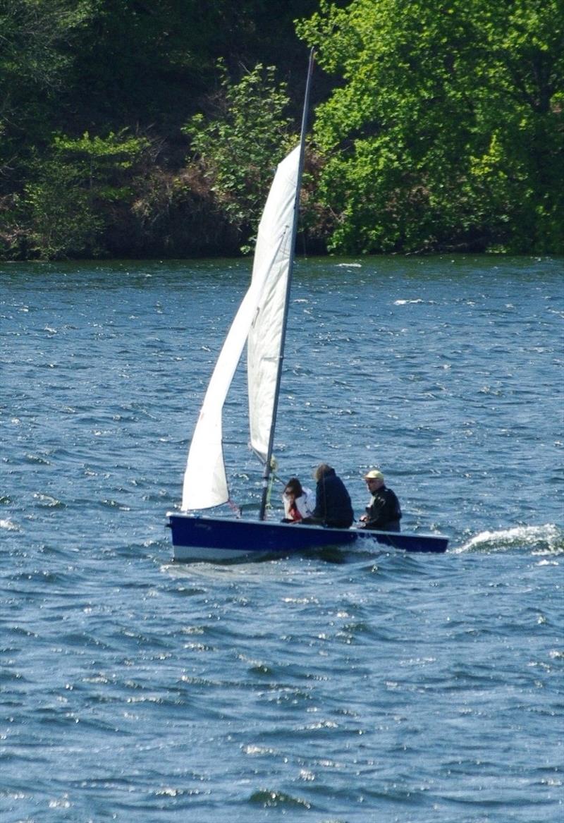 Guy Boswell in strong winds on Llandegfedd Sailing Club Push the Boat Out photo copyright RYA Cymru Wales taken at Llandegfedd Sailing Club and featuring the Dinghy class