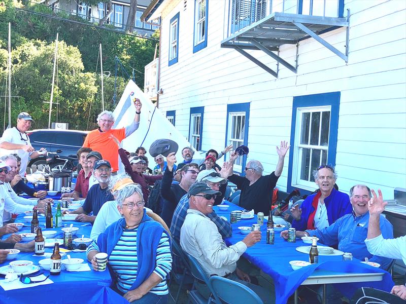 The 110 fleet in full celebration. Photo from Chris Raney's Facebook pages photo copyright Kimball Livingston taken at Inverness Yacht Club and featuring the Dinghy class