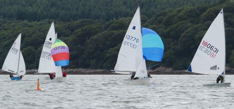 Downwind sailing differences single-handed Laser leads two GP14s flying spinnakers and the goose-winged Firefly - Kippford Week at Solway photo copyright John Sproat taken at Solway Yacht Club and featuring the Dinghy class