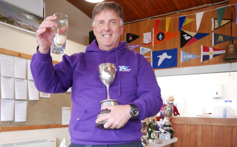Fast Handicap Winner, Stewart Mitchell, socially distanced trophy winner - Kippford Week at Solway photo copyright Little Doris taken at Solway Yacht Club and featuring the Dinghy class