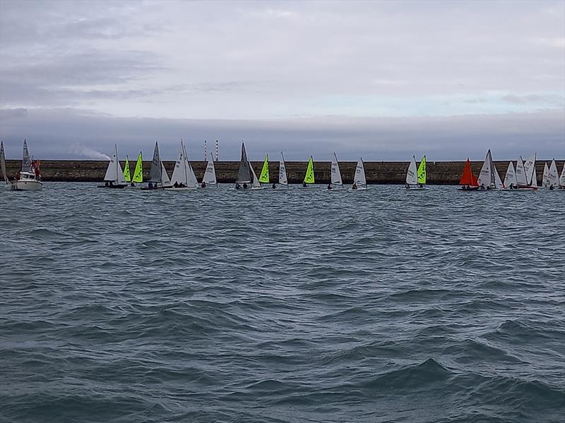 Under starter's orders – 20 seconds to go - during the Christmas Cracker 2021 at Dun Laoghaire photo copyright Ian Cutliffe taken at Dun Laoghaire Motor Yacht Club and featuring the Dinghy class