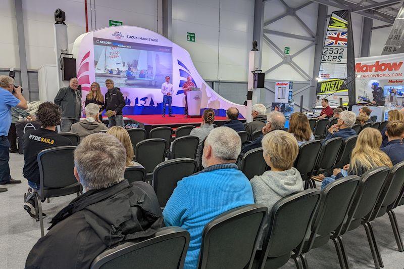 Jon Emmett and Simon Lovesey present the Seldén SailJuice Winter Series prizes at the RYA Dinghy & Watersports Show 2022 - photo © Mark Jardine / YachtsandYachting.com
