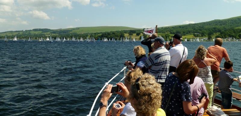 Passengers on the Ullswater Steamer watch the start of the Lord Birkett Memorial Trophy - photo © Sue Giles