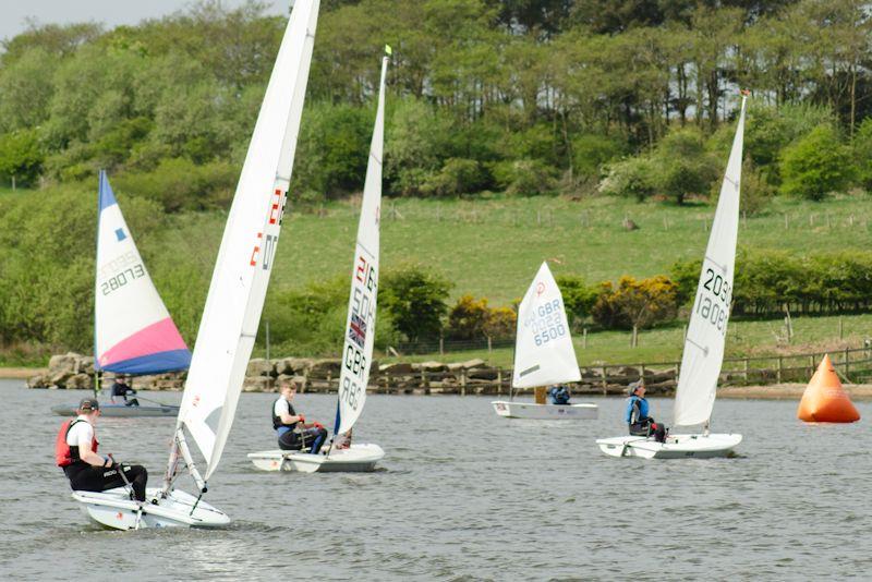Shifty conditions heading to the windward mark in race 2 -North East & Yorkshire Youth Travellers (NEYYTS) at Scaling Dam photo copyright Lisa Metcalfe taken at Scaling Dam Sailing Club and featuring the Dinghy class