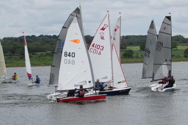 Close racing in the third race during the Border Counties Midweek Sailing at Shotwick Lake: photo copyright Brian Herring taken at Shotwick Lake Sailing and featuring the Dinghy class
