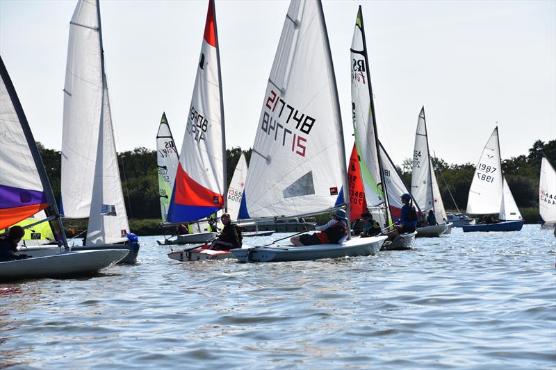 Dinghy fleet start - Barton Regatta photo copyright Trish Barnes taken at Norfolk Punt Club and featuring the Dinghy class