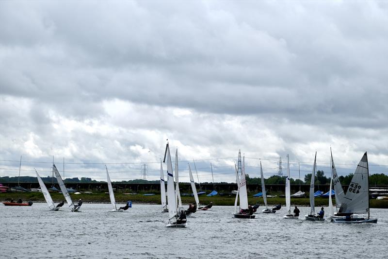 Heading for the windward mark during the Border Counties Midweek Sailing at Shotwick Lake photo copyright Ian Clowes taken at Shotwick Lake Sailing and featuring the Dinghy class
