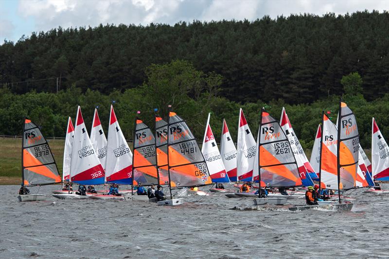 Toppers and Teras waiting for their start sequence - NEYYSA North Region Youth & Junior Championships at Derwent Reservoir photo copyright Dave Wood taken at Derwent Reservoir Sailing Club and featuring the Dinghy class