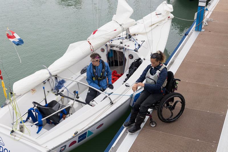 Jazz Turner prepares to board the Sonar from her wheelchair photo copyright Andrew Cassell Foundation taken at  and featuring the Disabled class