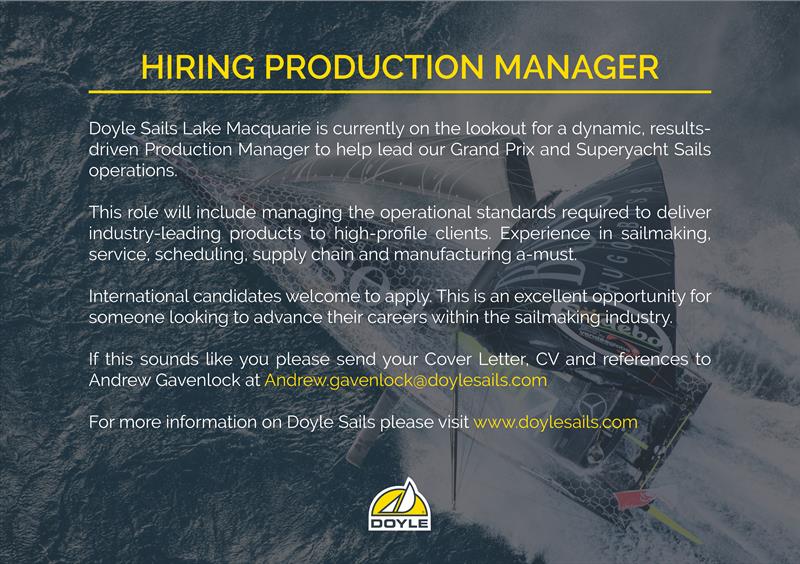 Doyle Sails - Production Manager - Lake Macquarie - July 18, 2019 - photo © Doyle Sails