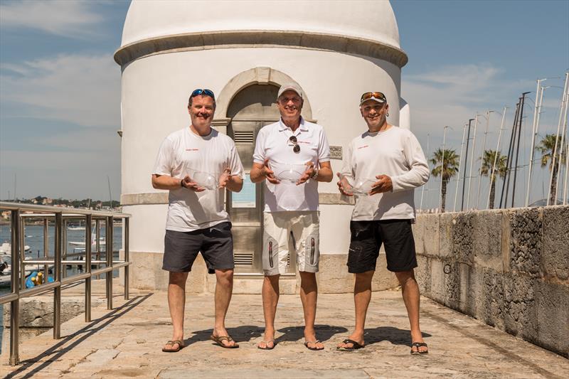 Dragon HM King Juan Carlos Trophy in Cascais - third overall (l-r) Jaime Lea, Klaus Diederichs & Diego Negri photo copyright Assunção Castelo Branco taken at Clube Naval de Cascais and featuring the Dragon class