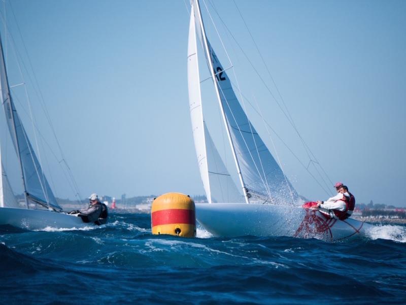 Top mark - Australasian Dragon Championship for the Prince Philip Cup, Day 2 photo copyright Tom Hodge Media taken at Fremantle Sailing Club and featuring the Dragon class