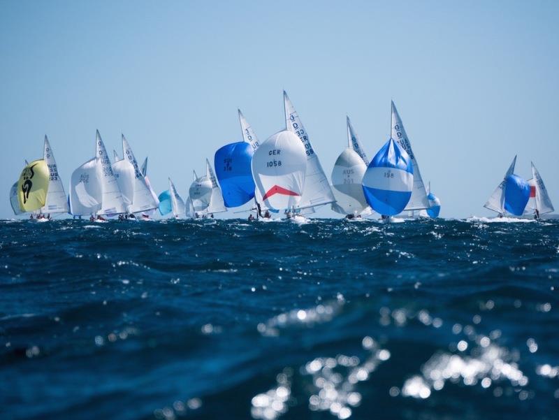 Fleet downwind - Australasian Dragon Championship for the Prince Philip Cup, Day 2 photo copyright Tom Hodge Media taken at Fremantle Sailing Club and featuring the Dragon class