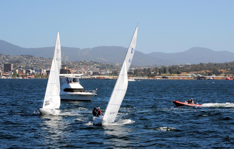 Pre-race manoeuvres were close, but Karabos IX had better boatspeed - 2019 Sayonara Cup Defender - photo © Nick Hutton