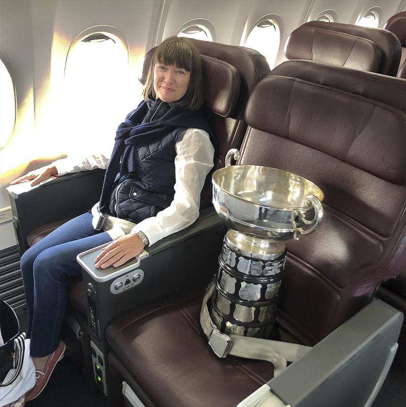 One of those rare trophies where you actually get to keep the original item, not just a replica. Silver service for the silver as Nicole brings it back to Sydney photo copyright Nicole Shrimpton taken at Royal Yacht Club of Tasmania and featuring the Dragon class