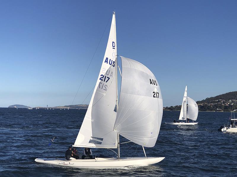 Whimsical on the way to a win on the river Derwent photo copyright Nicole Shrimpton taken at Royal Sydney Yacht Squadron and featuring the Dragon class